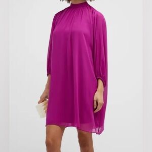 NWT Trina Turk Rhyme Shift Dress Festive Fuschia 3/4 sleeve Sz Large